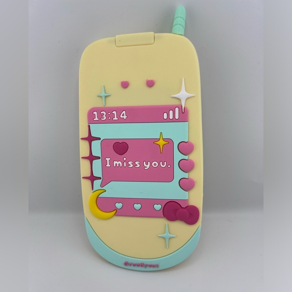 Pastel Flip-Cover Phone Case - “I Miss You” Text + Mirror | iPhone 15 Pr…
